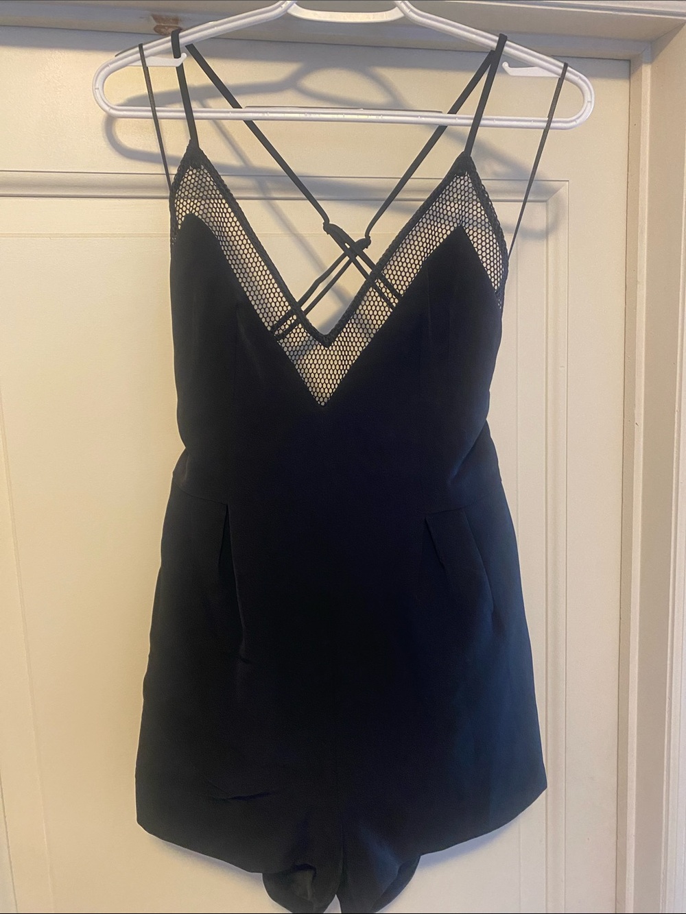 Kendall & Kylie Black Strappy Romper with mesh detail